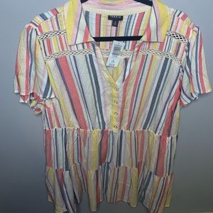 Torrid top new with tags. Tiered bottom multi color size 2